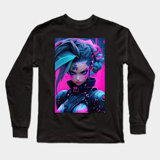 Neon cyberpunk girl Long Sleeve T-Shirt